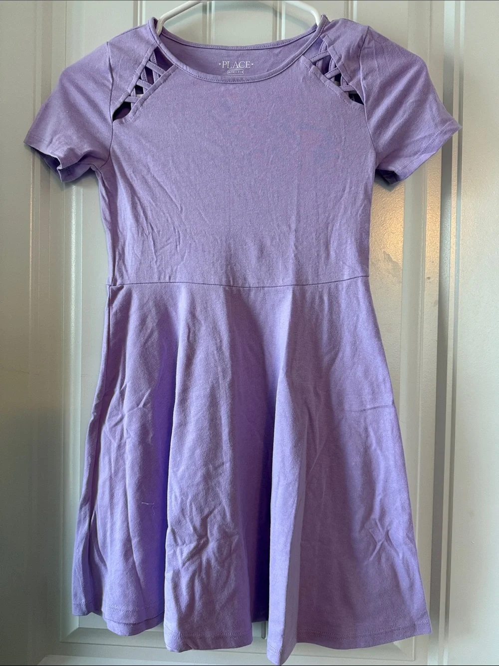 Brand New The Children's Place Lavender Short Sleeve Cutout Shoulder Dress